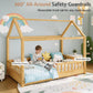 Twin Size Natural Wood Playhouse Style Bed Guardrails