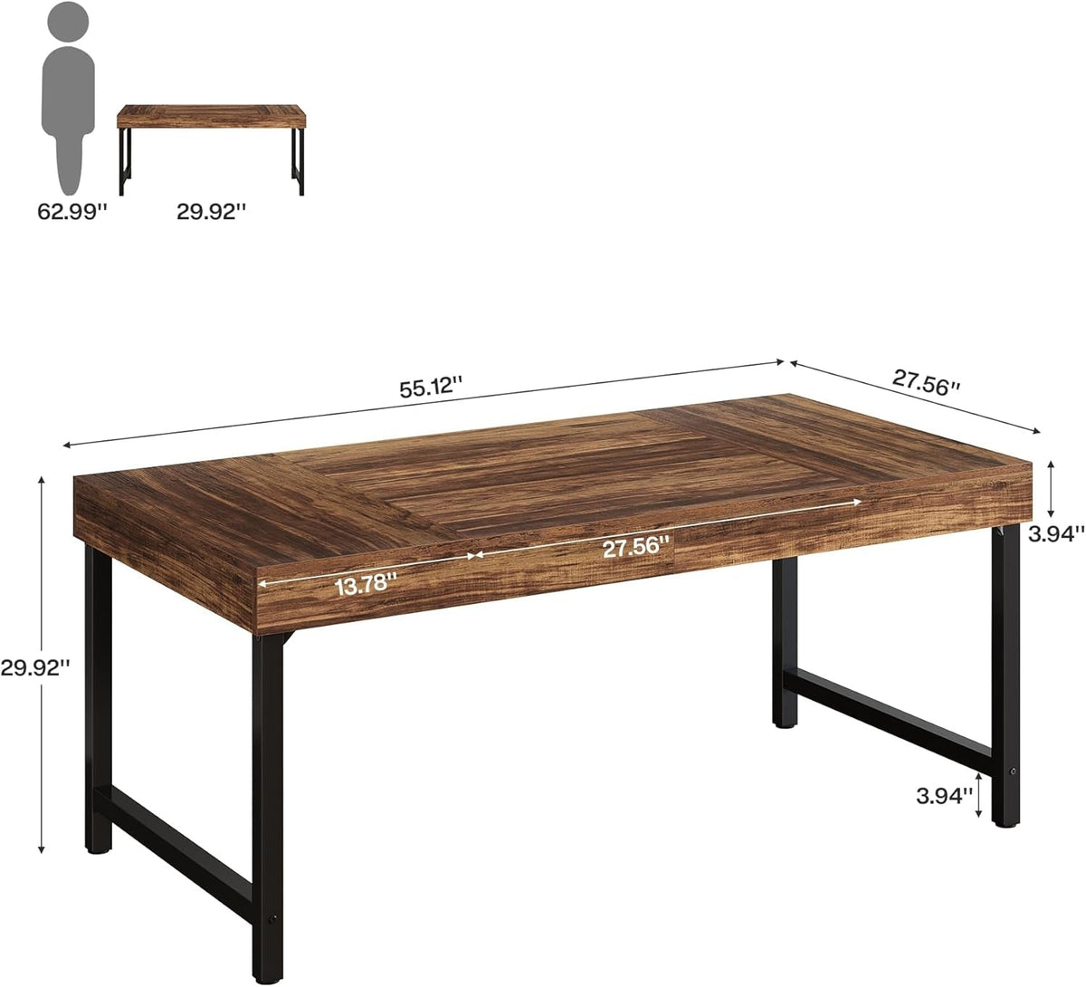 Walnut 55 Inch Rectangular Dining Table Construction