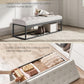 Cream Velvet Textured Storage Ottoman Bench 43Inch