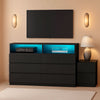 White 6 Drawer Dresser With LED Lighting And Charging Station-0