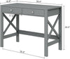 Home Office Desk Grey With Two Drawers Computer Table