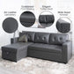 Sleeper Sectional Sofa With Convertible Bed In Dark Gray