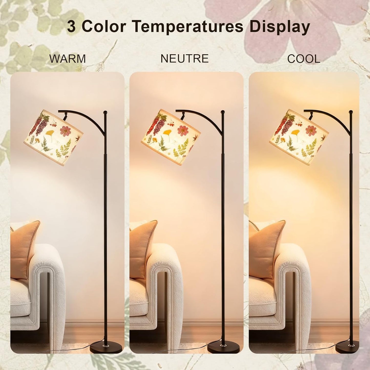 61Inch Premium Dried Flower Floor Lamp Illuminates