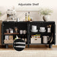 Black Fluted Buffet Cabinet With Storage Compartments