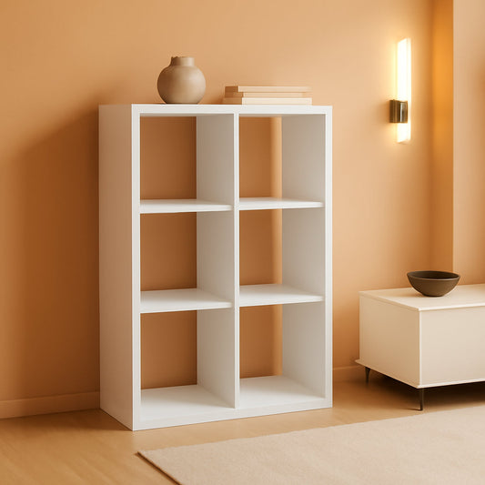 White Eight Cube Contemporary Horizontal Bookcase Storage