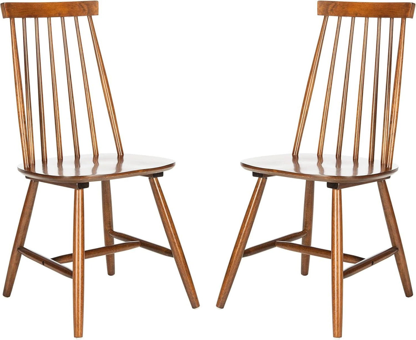 Walnut Brown Spindle Back Farmhouse Dining Chair Set