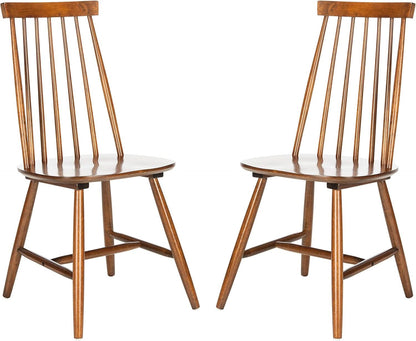 Walnut Brown Spindle Back Farmhouse Dining Chair Set