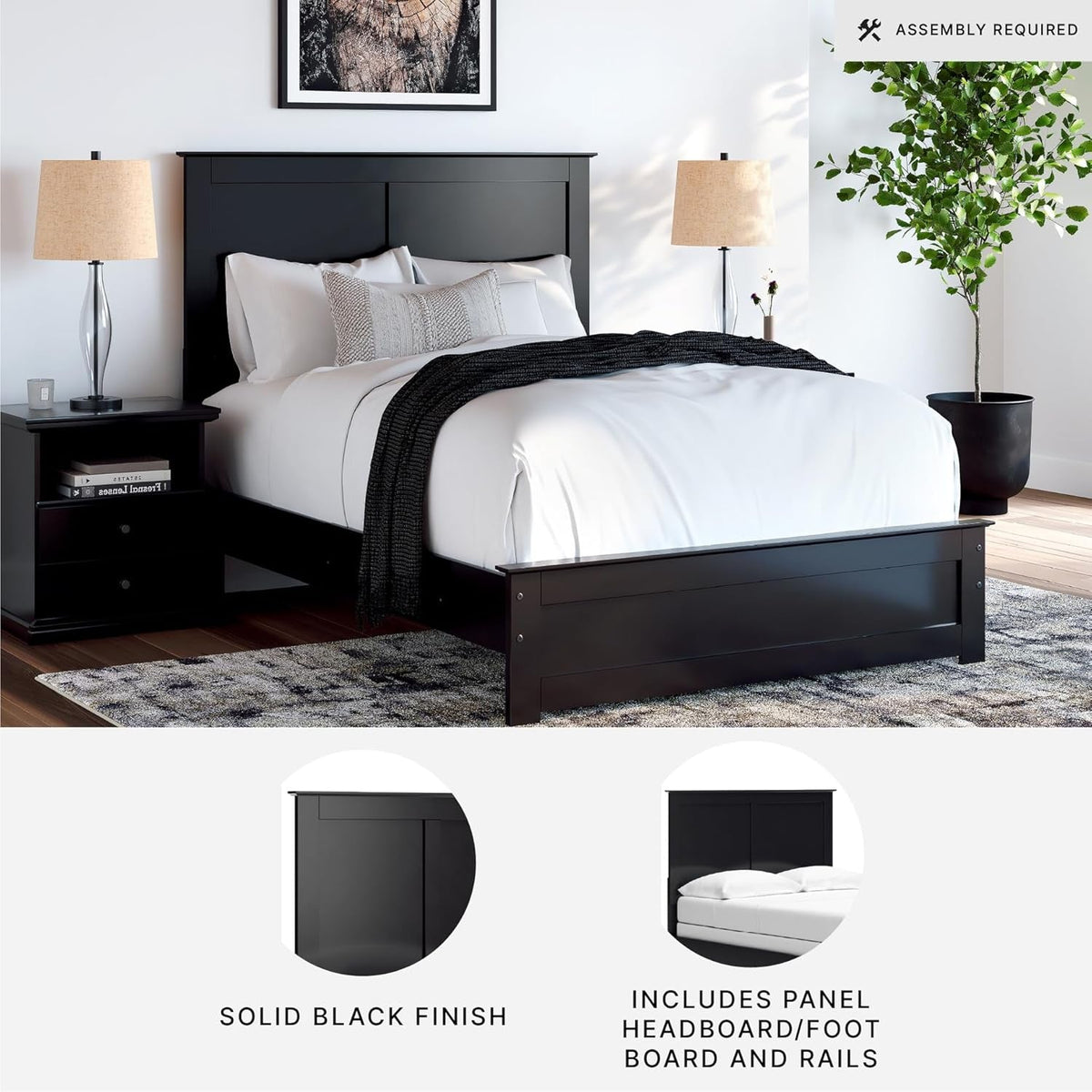 Ashley Maribel Full Panel Bed Black Matte Finish Coated