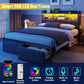 Queen Upholstered Platform Bed Frame Black Drawers
