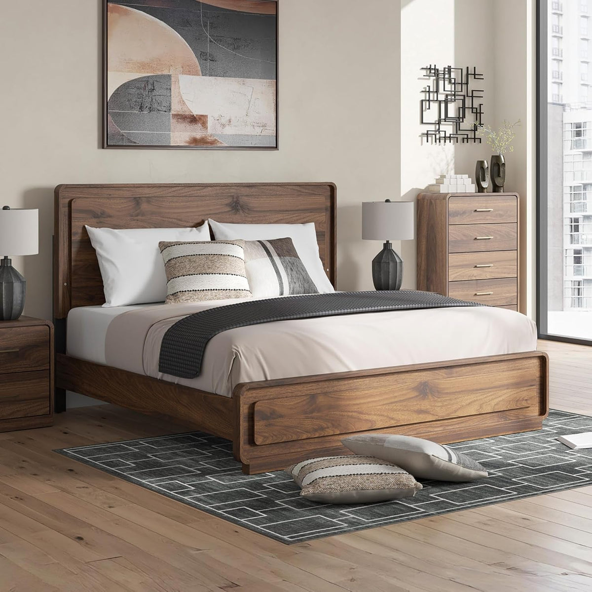 Ashley Hollinaze King Size Panel Bed LED Back lighting