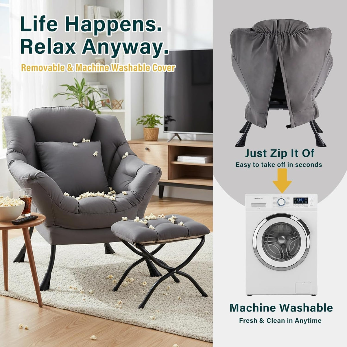 Dark Grey ExtraLarge Oversized Ottoman Reclining Chair