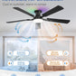 52 Inch Smart Black Ceiling Fan Energy Efficient Cooling