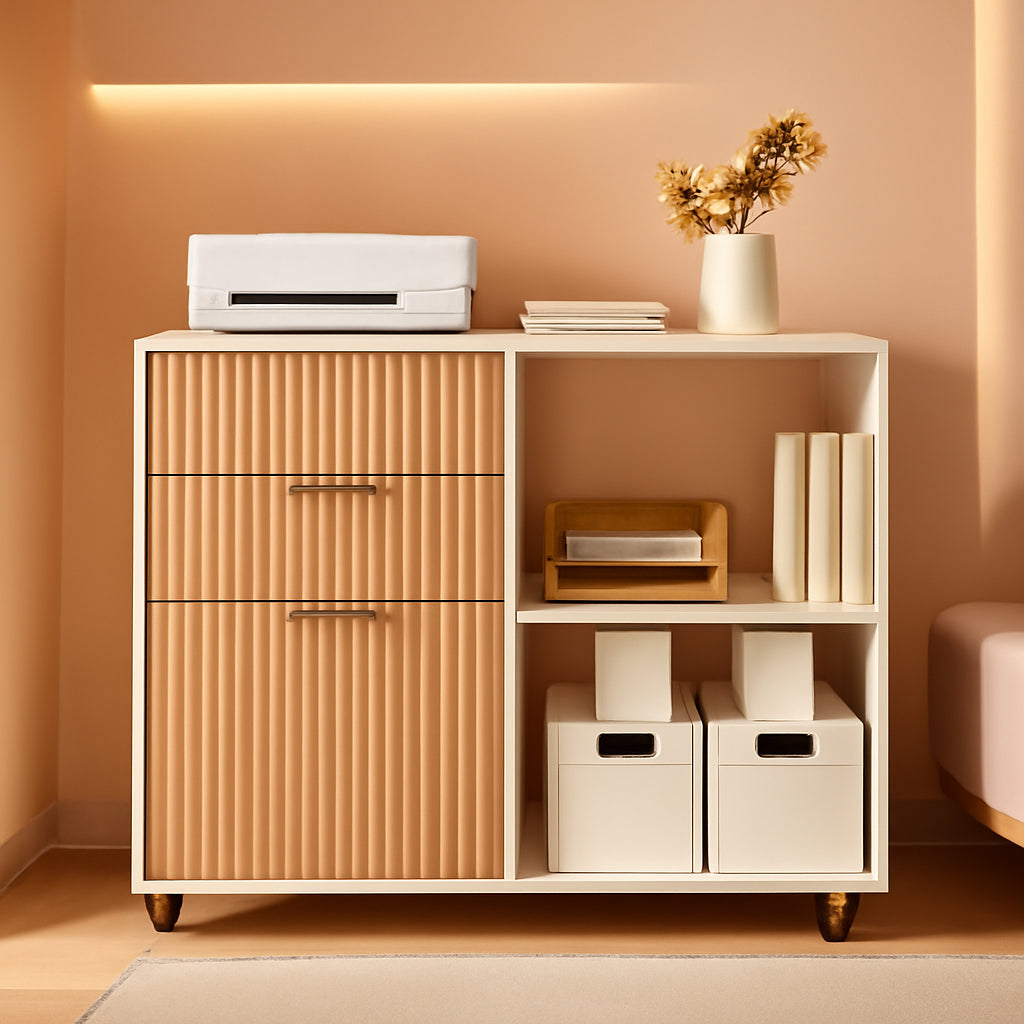 Natural Oak Industrial Grade Filing Cabinet Drawers-0