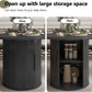 47 Inch Round Dining Table For 4 With Storage Shelf Black