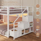 White Twin Over Twin Bunk Bed Integrated Storage Drawers