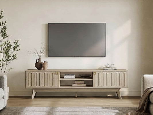 Light Oak 70-Inch TV Stand with Storage Cabinets