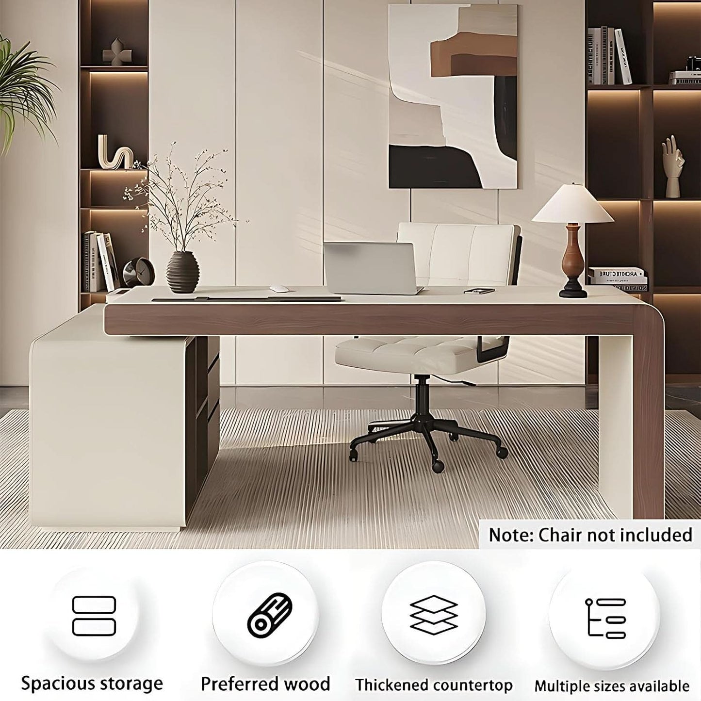Premium L Shaped Executive Desk 72In Multifunctional-3