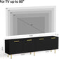Black Fluted Mid Century Modern TV Entertainment Center With Storage