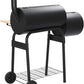 Large Offset Charcoal Smoker Grill Featuring Firebox
