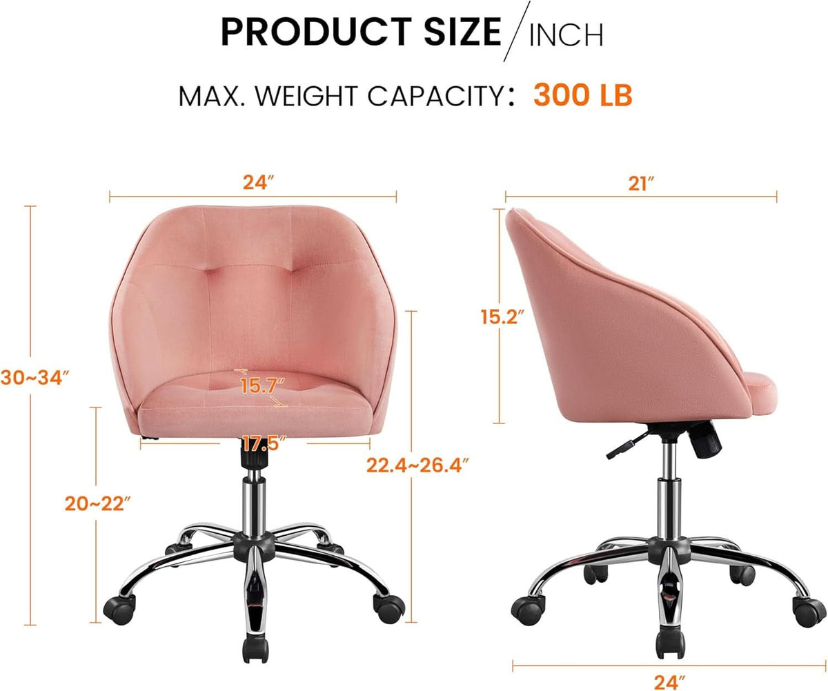 Pink Velvet Desk Chair With Swivel Office Chair Modern