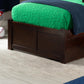 Twin XL Platform Bed With Authentic Walnut Finish Drawers