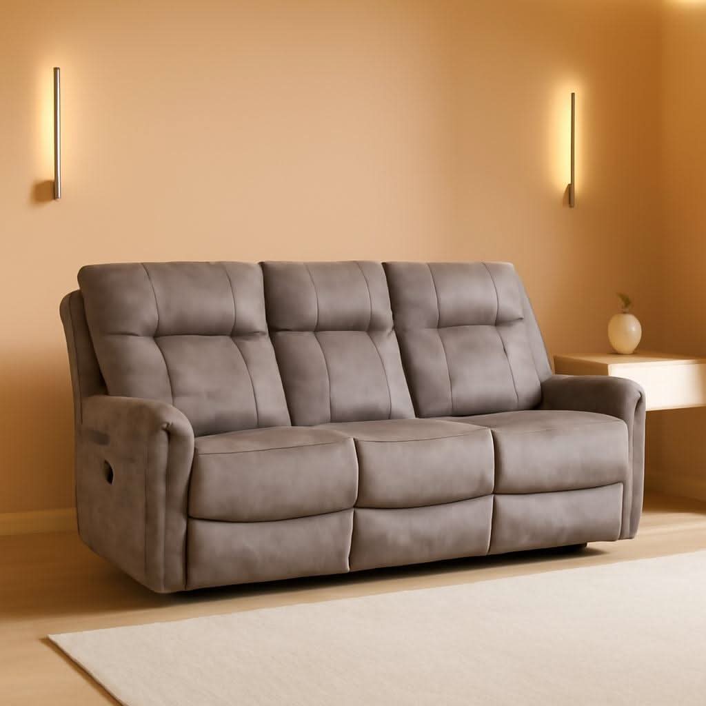 Manual Three Seat Reclining Upholstered Sofa Living Room