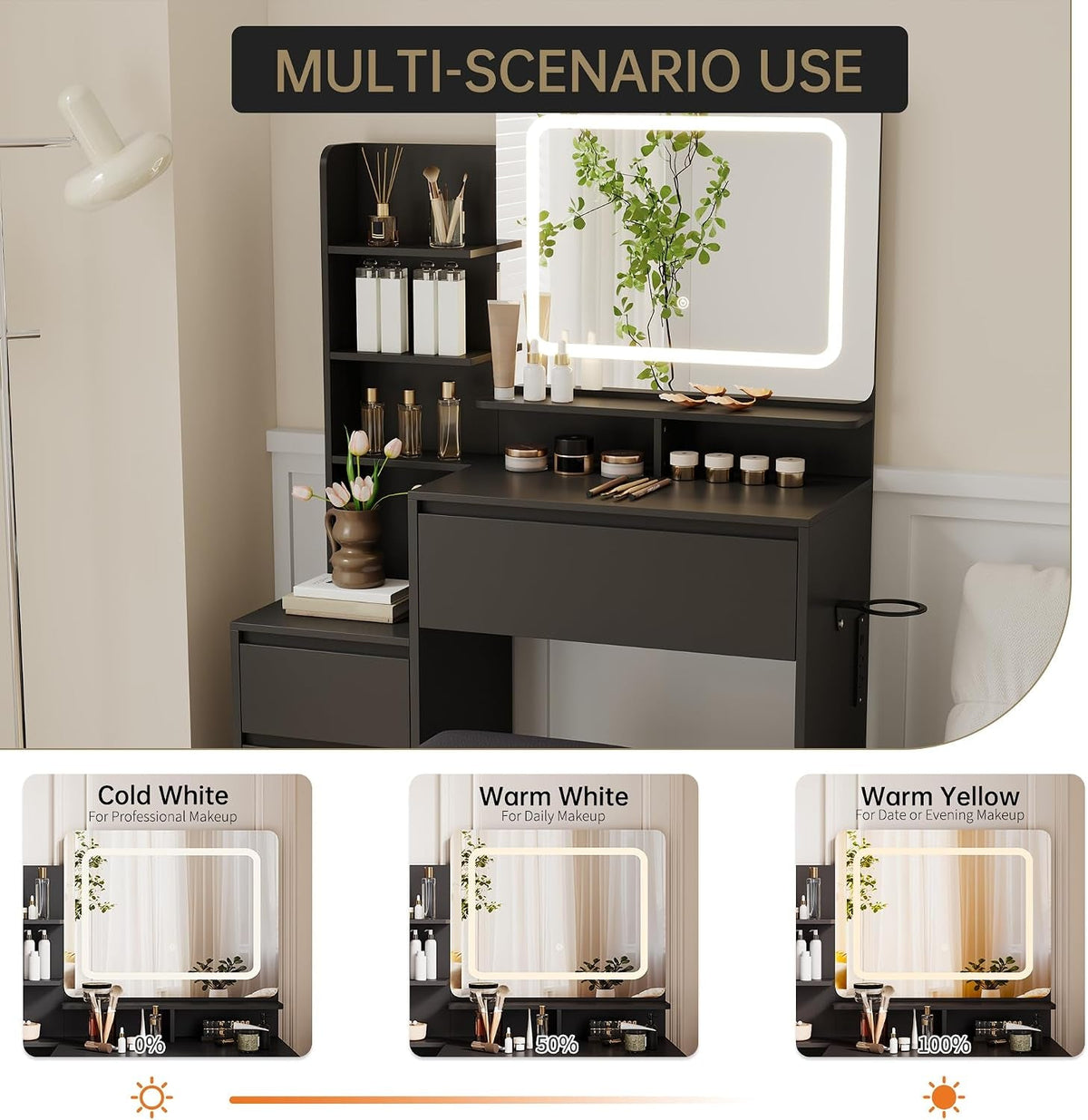 36 Inch Customizable Illuminated Vanity Desk Mirror-1
