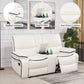 Leather Recliner Sofa Set With Storage Console White