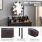 Espresso Vanity Table With Illuminated Mirror Light