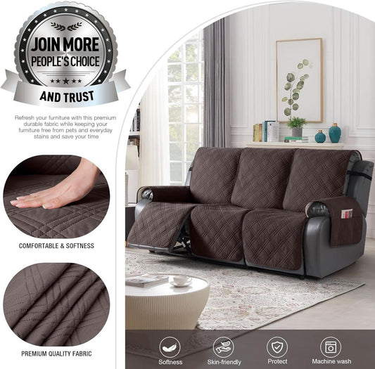 Waterproof Three Seater Recliner Sofa Cover Chocolate