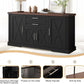 63Inch Charcoal Farmhouse Barn Door Sideboard Cabinet-4