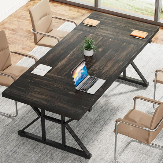 70.8 Inch Executive Desk Black Oak Office Desk Home Office