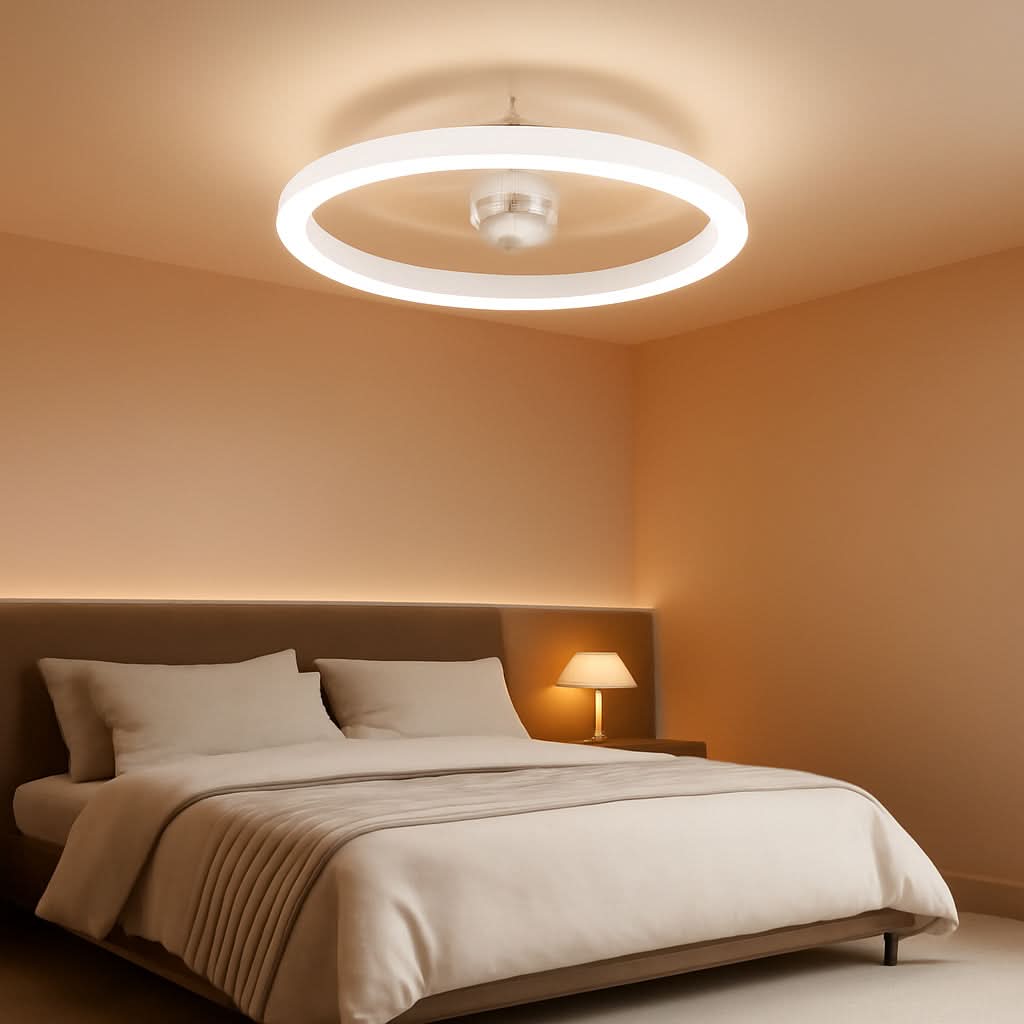 White Fifteen Point SevenIn Bladeless Ceiling Fan LED Light