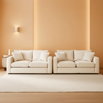 Oversized 2 Piece Sofa Set Beige 3 Seater And Loveseat