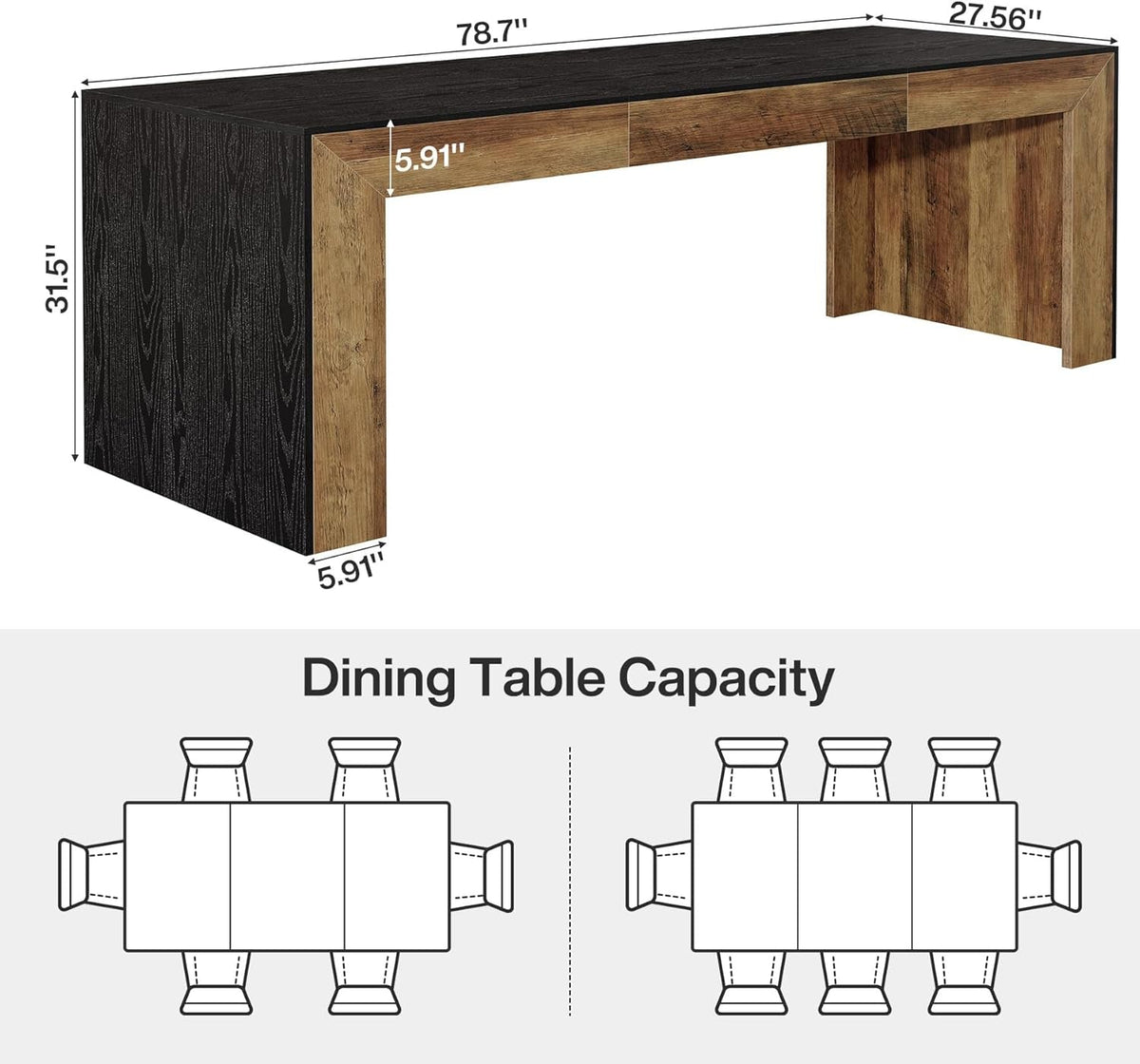 78in ExtraLong Industrial Grade Solid Wood Dining Table