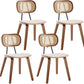 Beige Upholstered Dining Chairs With Rattan Backrest