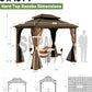 8x10Ft Hardtop Galvanized Steel Patio Gazebo Brown