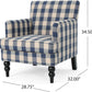 Luxurious Upholstered Blue Checkerboard Club Chair