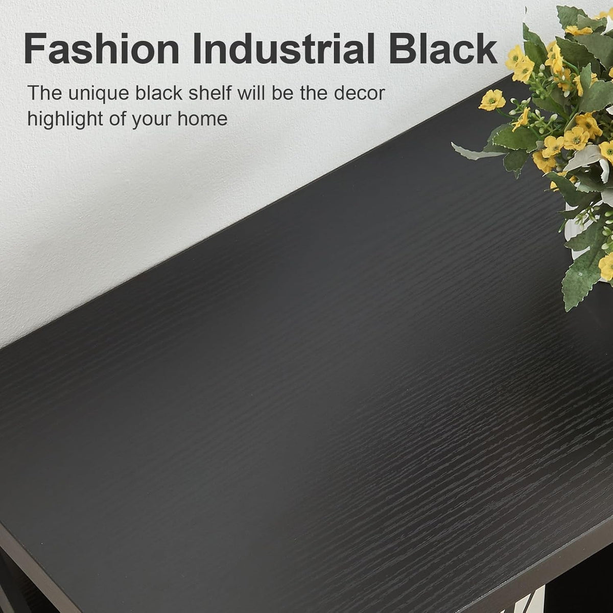 Black 47 Inch Industrial Grade Sofa Table Storage Space