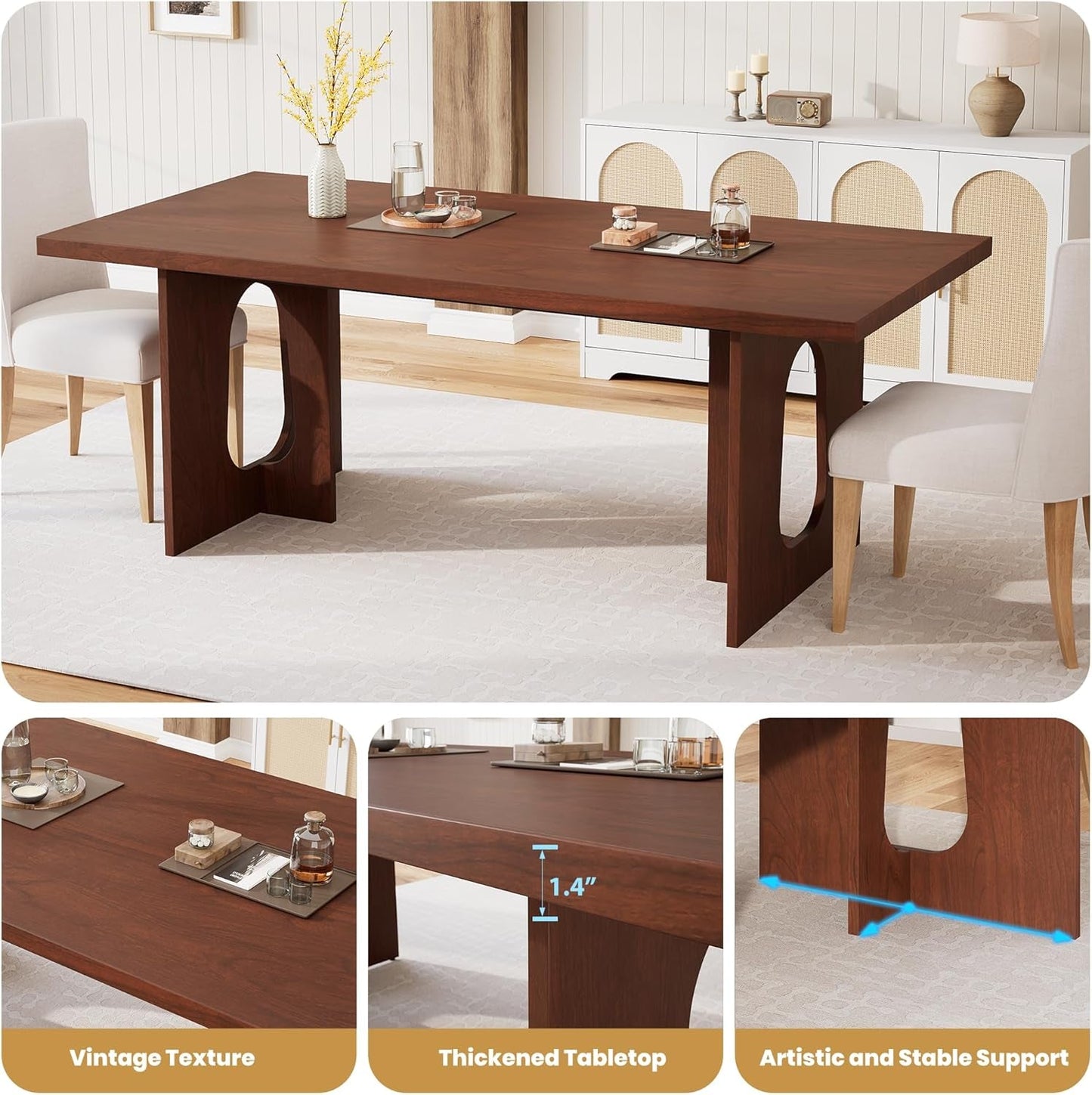 Walnut 71 Inch Dining Table Seats Six To Eight Contemporary