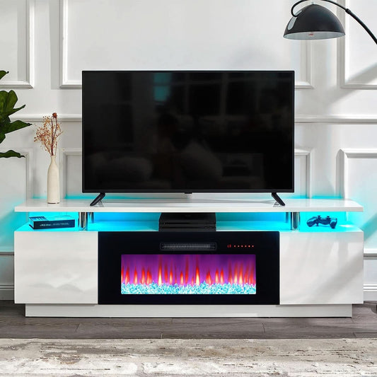 Ivory White 36 Inch Electric Fireplace Tv Entertainment Center