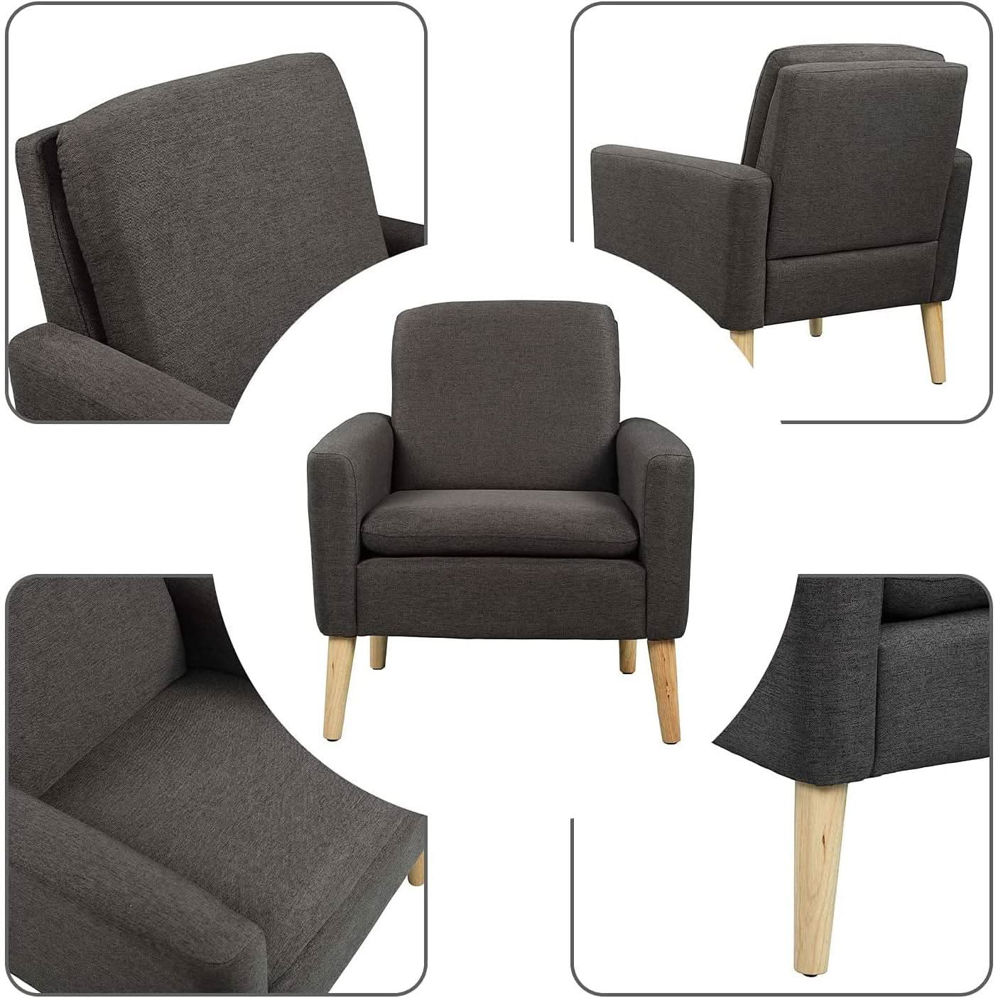Black Modern Accent Armchair With Ergonomic Deep Seat For Living Room