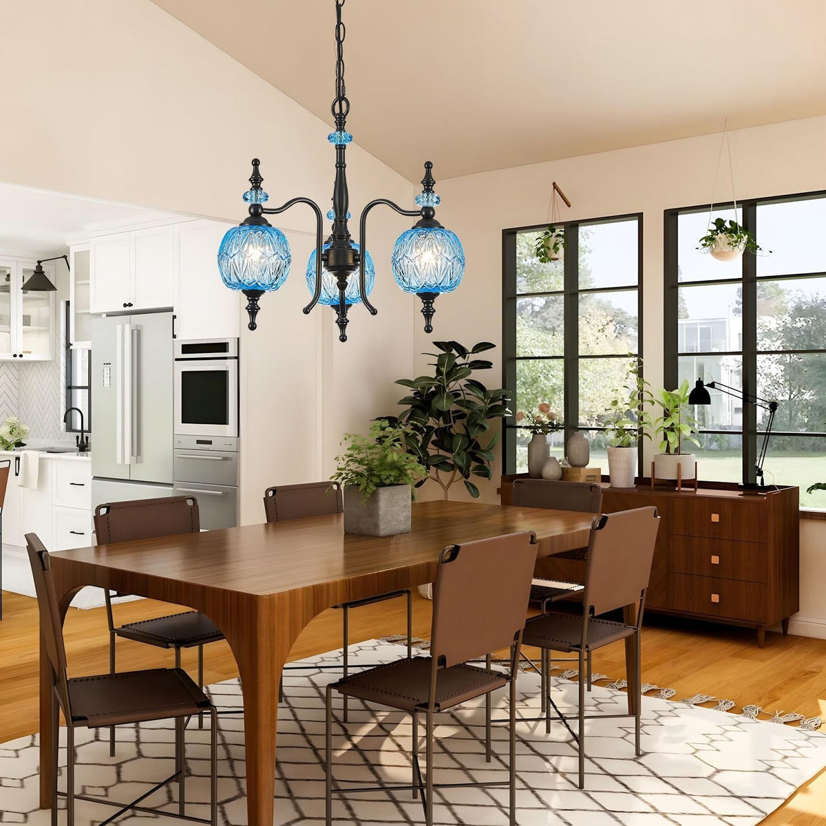 Cerulean Vintage Three Light Pendant Ceiling Fixture