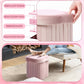 Flower Shaped Velvet Foldable Storage Ottoman Pink