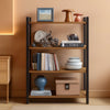 Honey Brown Black Bookcase Featuring Industrial Frame