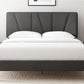 Queen Size Upholstered Bed Frame With Asymmetric Headboard