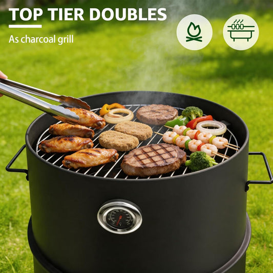 Twenty Inch Charcoal Smoker Grill With Thermometer