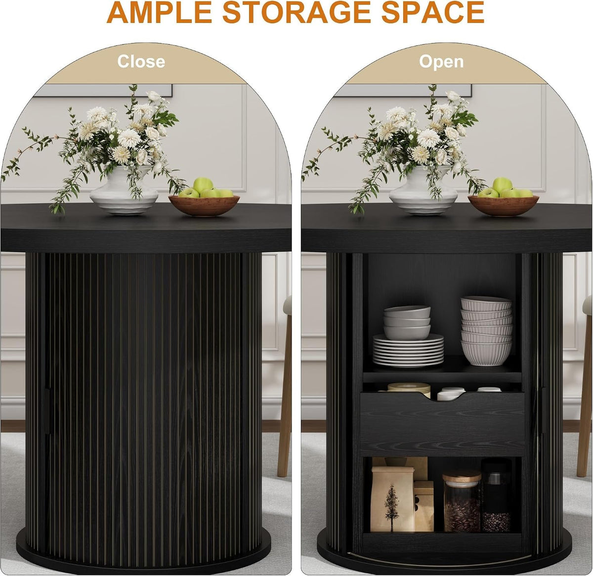 47 Round Farmhouse Dining Table Storage Compartment