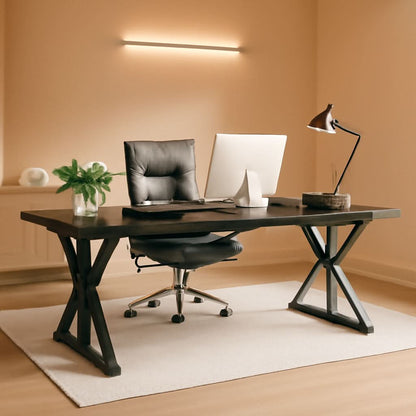 70.8 Inch Executive Desk Black Oak Office Desk Home Office