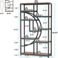 Industrial 5 Tier Etagere Bookcase Brown Rustic Finish